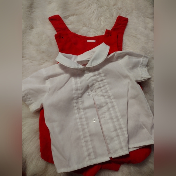 Baby togs vintage romper red velvet outfit set size 6-9 months - Picture 4 of 9